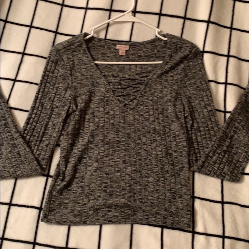 Gray lace front crop top